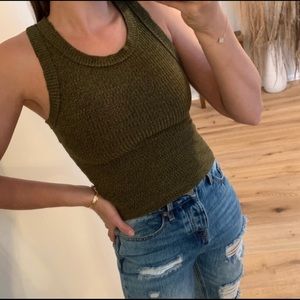 🔃  Reposh - Bella Raw Edge Knitted Tank, Olive